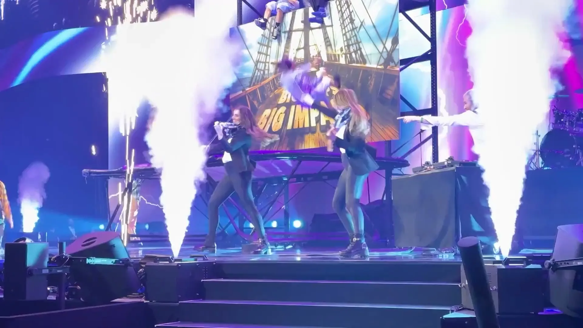 VYNILYN nightclub show with CO2 jets firing beside the stage